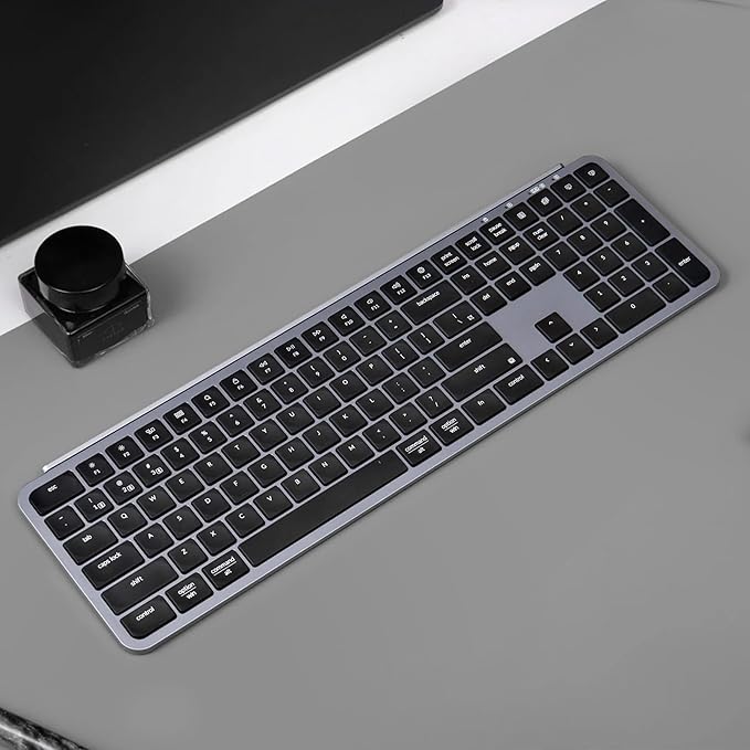 Keychron B6 Pro Ultra-Thin Wireless Keyboard, Full-Size ZMK with Numeric Keypad Quiet Typing, 2.4 GHz/Bluetooth 5.2/Wired Connection Long Battery Life, Compatible with Mac Windows Linux - Space Gray-DeskLoop Office