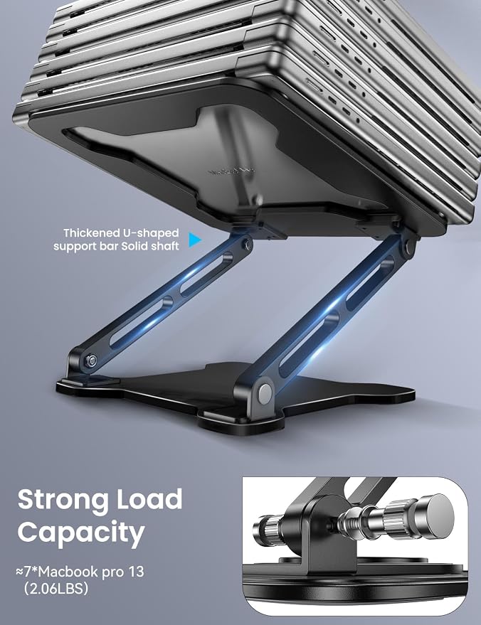 LOXP Adjustable Laptop Stand for Desk, Metal Foldable Laptop Riser Holder - Image 6