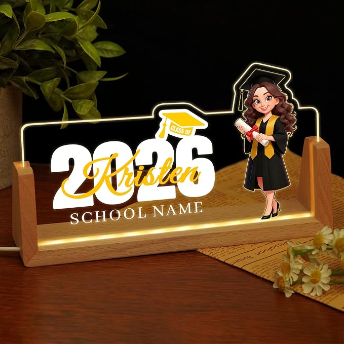 Custom Name Plate for Desk, Personalized Light Up Acrylic Desk Name Plate by EOBIBIFUN
