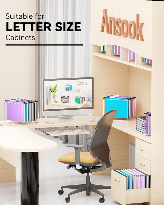 Ansook Letter Size Hanging File Folders, 12 Pack Extra Capacity File Folders - Image 7