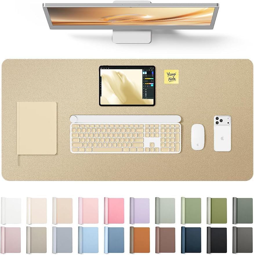 YSAGi Leather Desk Pad Protector, Office Desk Mat, Large Mouse Pad, Non-Slip PU by YSAGi