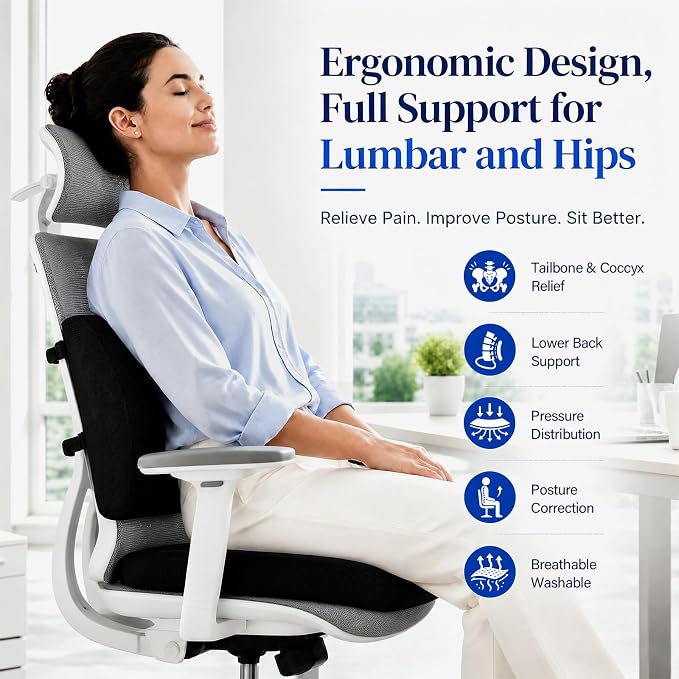 Ergonomic Seat Cushion & Lumbar Support Pillow - Image 2