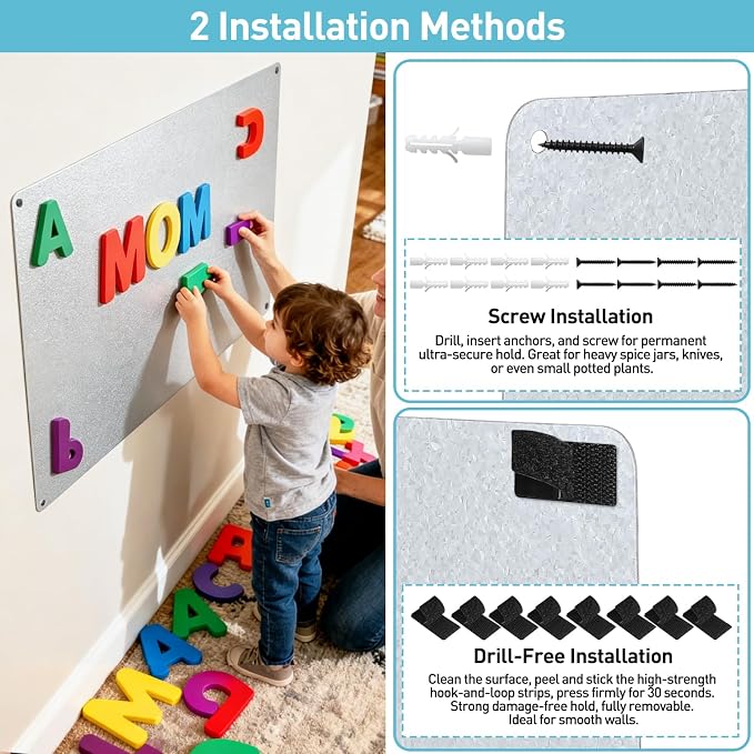 MAXECHO 2 Pack Sliver Gray Magnetic Bulletin Board, 17.5"×13.5" Magnet Boards - Image 3