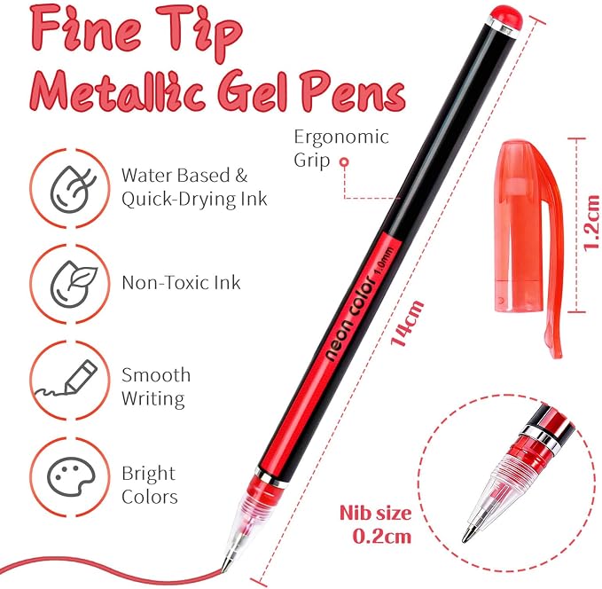 60 Colors Glitter Gel Pens, Colored Gel Pens Set - Image 7