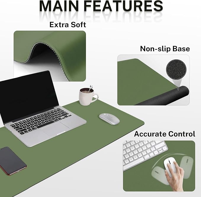 Britimes Olive Green Keyboard Mouse Pad Set 4in1 Large Mousepad+Keyboard Wrist - Image 5