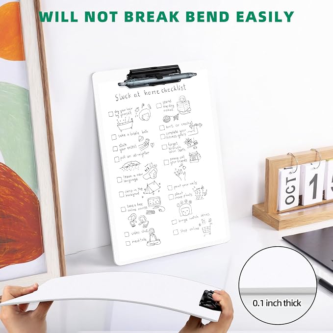 FRETONBA White Clipboard with Pen Holder, 2 Pack Plastic Clipboard with Low - Image 7