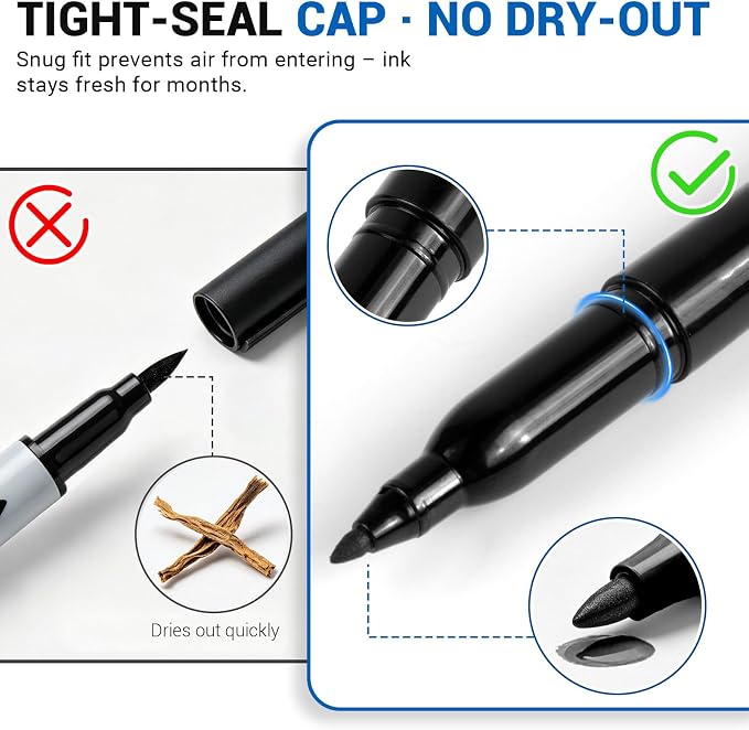 SFAIH Black Magnetic Dry Erase Markers, Ultra Fine Tip 0.7mm Fine Point Thin - Image 6