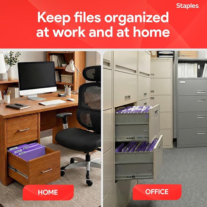 Staples Hanging File Folders, Letter Size, 1/5‑Cut Tabs, Tear‑Resistant - Image 7