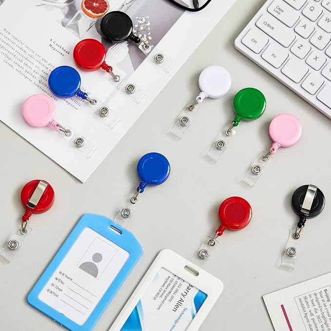 Harloon 150 Pcs Retractable Badge Reel Teacher Clips Holder Mixed Solid Color - Image 5