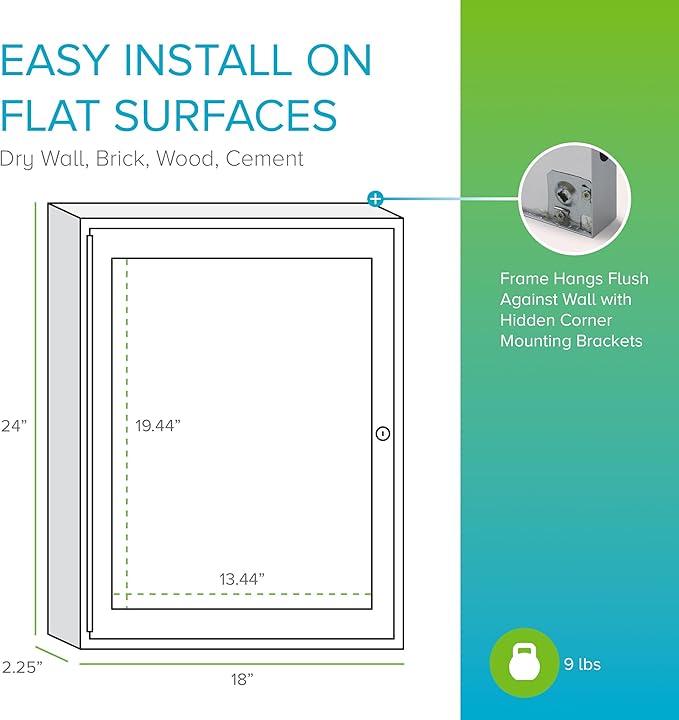 Ghent 24"x18" 1-Door Outdoor Enclosed Vinyl Bulletin Board, Shatter Resistant, with Lock, Satin Aluminum Frame - Silver (‎PA12418VX-193), Made in The USA-DeskLoop Office