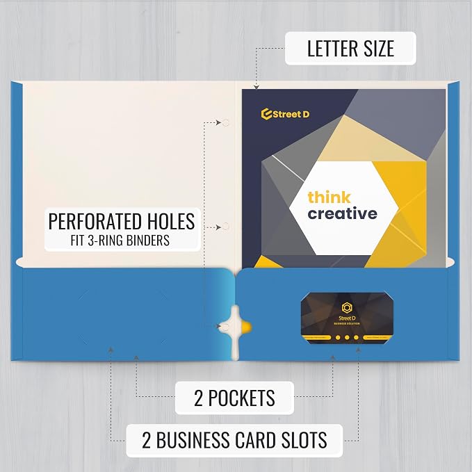 Better Office Products Blue Folders, 50 Pack Letter Size Two Pocket Folders - Image 2