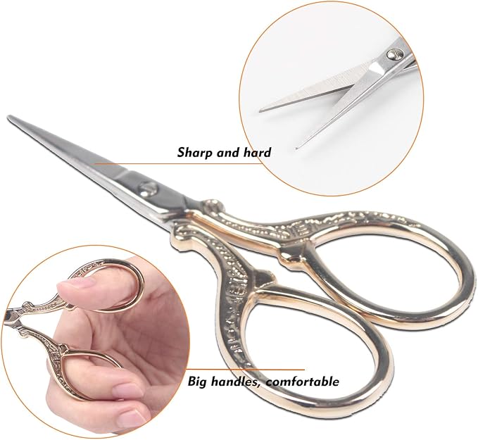 Embroidery Scissors with Leather Scissor Cover Small 3.6 inch Sewing Craft - Image 3