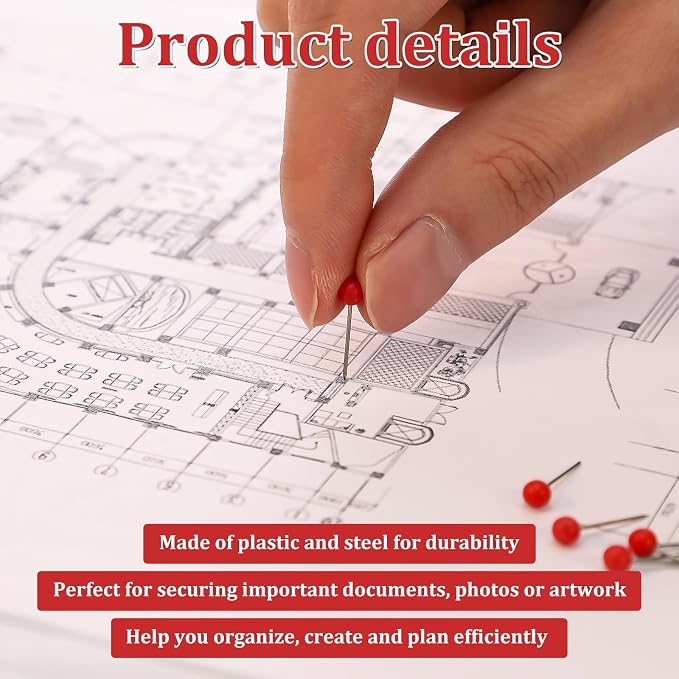200 PCS Red Push Pins for Map, Small Round Head Map Pins for Travel Boards - Image 3