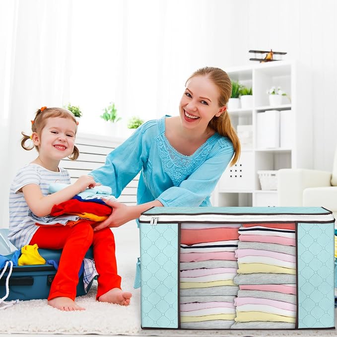 Budding Joy 90 L Large Storage Bags, 4 Pack Clothes Storage Bins Foldable - Image 6