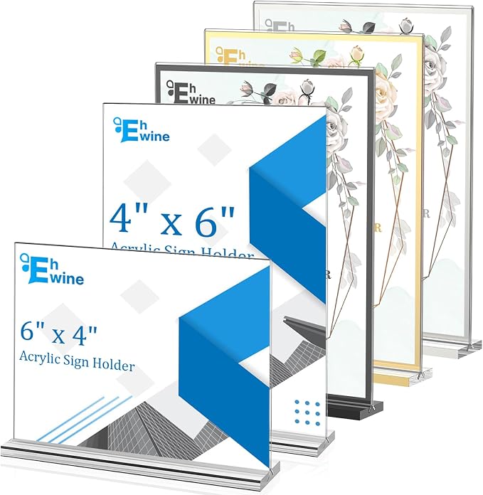 EHWINE Acrylic Sign Holder 4 x 6, 20 Pack Double-Sided Stand up Table Top Sign - Image 7