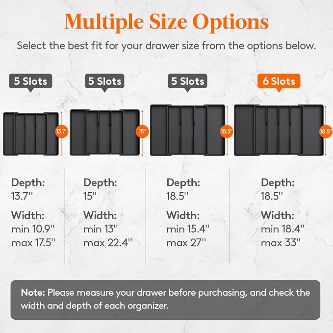 Lifewit Utensil Organizer for Kitchen Drawers, Expandable Cooking Utensil Tray - Image 2