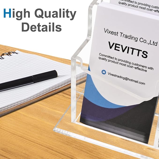Vertical Business Card Holder, Acrylic Business Card Display, Clear Desktop Business Card Stand for Exhibition, Home & Office Clear 3 Tiers 12 Slots-DeskLoop Office