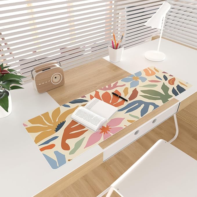 Colorful Star Abstract Floral Large Mouse Pad, Waterproof Office Desk Mat - Image 3