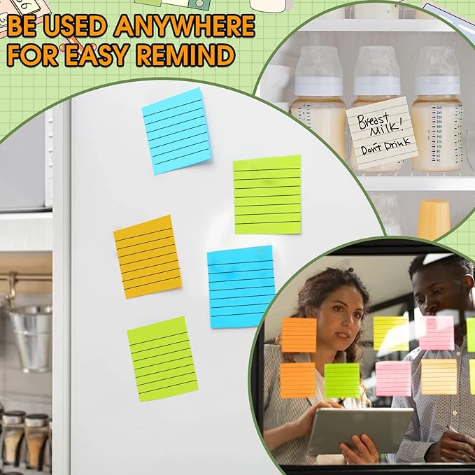 14 Pads Pop Up Sticky Notes,1400 Sheet Lined Sticky Notes 3x3 Inch,Self-Stick Notes Pads with Lines,Bright Multi Colors Easy Post Notes Pop up Refill for Office Study School Daily Life,100 Sheets/Pad-DeskLoop Office