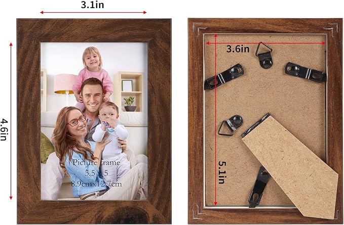 Giftgarden 3.5x5 Picture Frame Brown 12 Pack, Rustic Walnut 3.5 x 5 Photo - Image 3