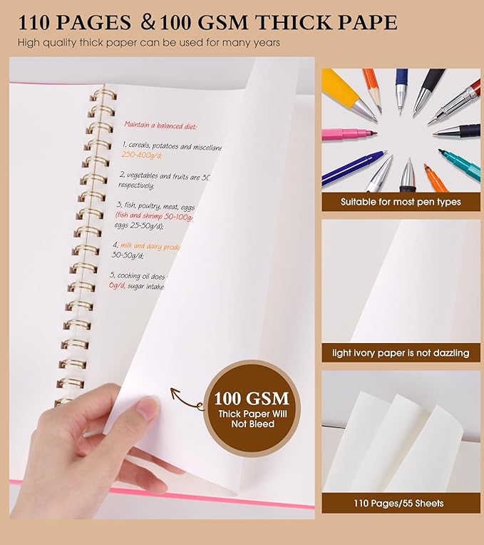 Blank Spiral Notebook Journal 8.5” x 11”, A4 Large Pink Sketch Book for Women Men, 100 GSM Blank Paper Drawing Notebook, Plastic Hardcover Spiral Bound Sketchbook for Sketching Work School Writing-DeskLoop Office