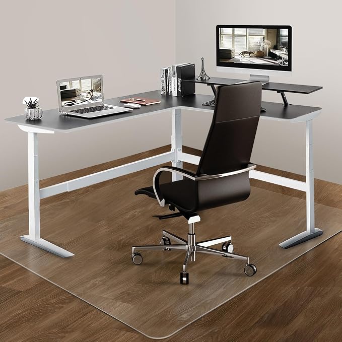 Office Chair Mat for Hardwood Floor: 63"x 51" Extra Large Floor Mat for Rolling by PHOUZIN