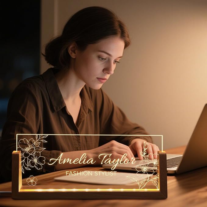 Custom Light Up Name Plate for Desk, Personalized LED Acrylic Name Sign - Image 4