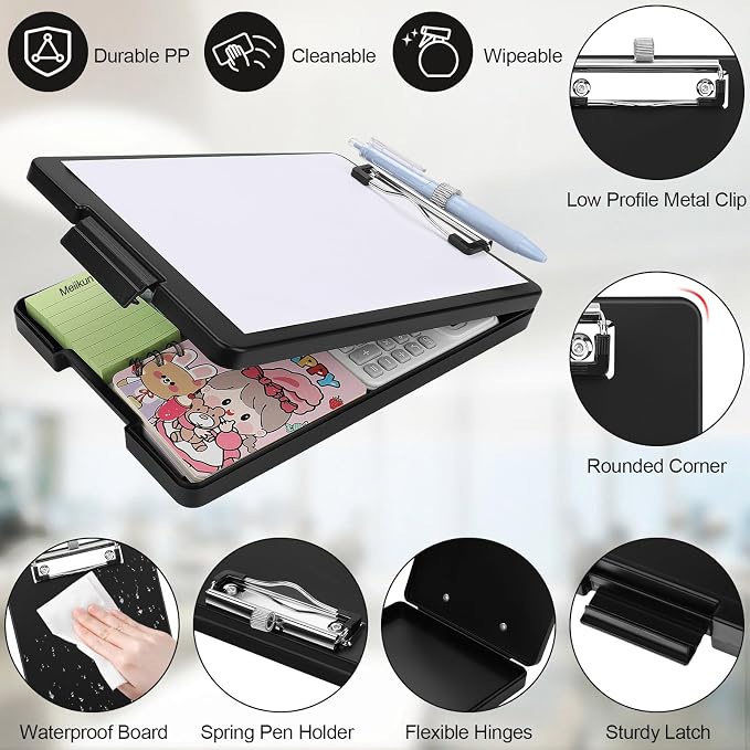 Meiikun Small Clipboard with Storage, A5 Clipboards with Pen Holder, Half - Image 5