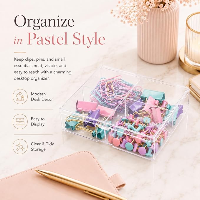 Pastel Paper Clips Binder Clips Push Pins Set - Image 3