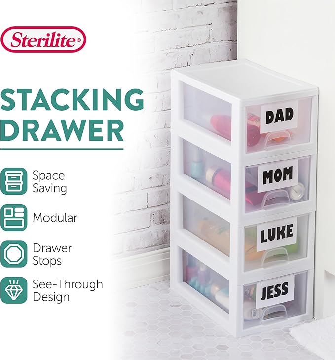 Sterilite 12-Pack 6 Quart Stacking Drawer, Accessories, Craft Supplies - Image 4