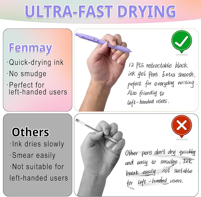 Fenmay Gel Pens, Smooth Writing, Retractable Cute Aesthetic Pens - Image 3