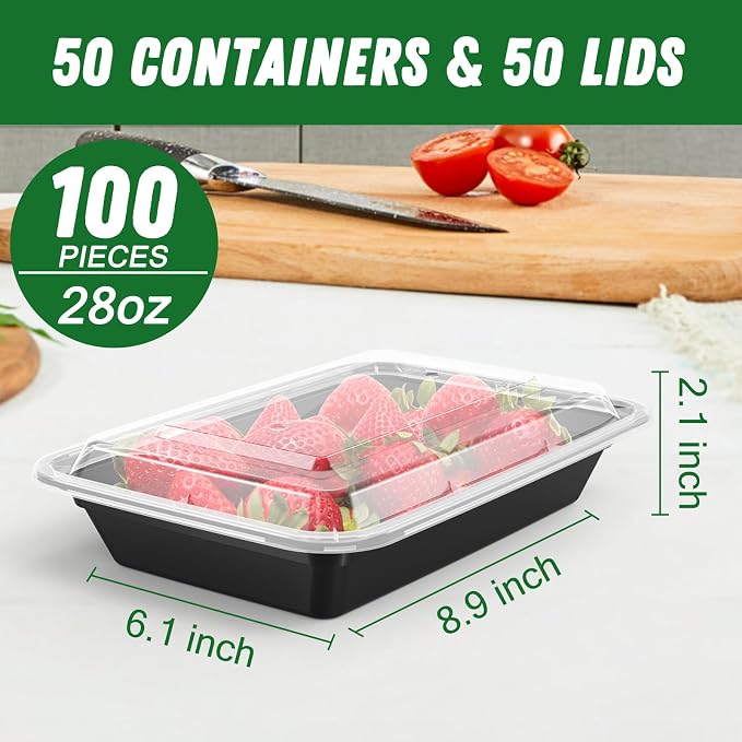 Dealusy 50 Pack 28 oz Meal Prep Containers Reusable - Image 2