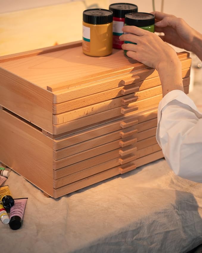 DJAR 6-Drawer Beech Wood Art Supply Storage Box - Image 2