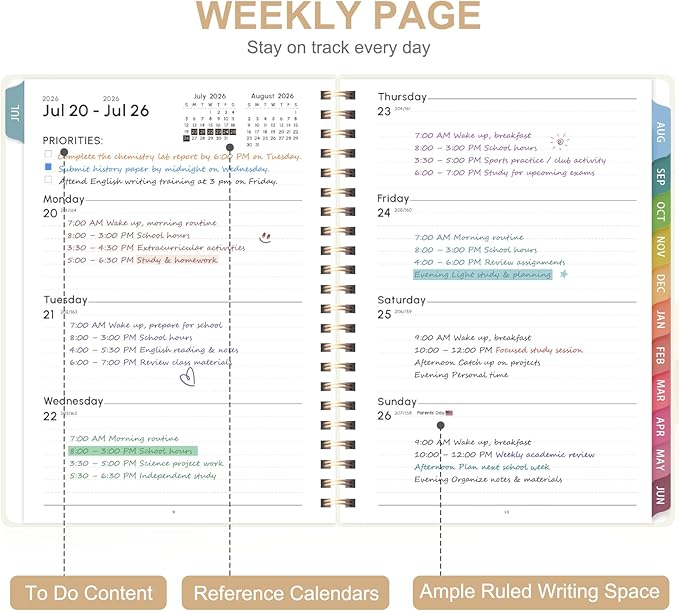 Planner 2026-2027, Weekly and Monthly Academic Year Calendar Planner, July 2026 - Image 2