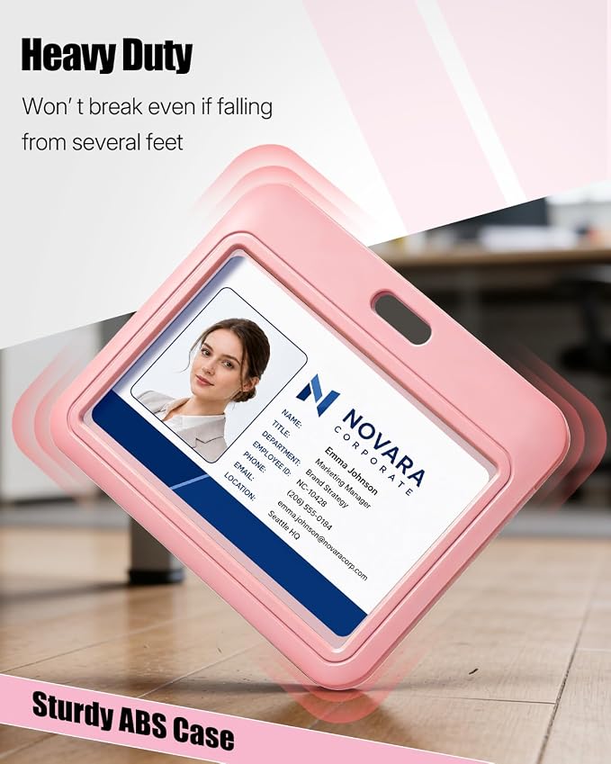 Uniclife 3 Pack Sliding ID Badge Holder Pink Horizontal Hard Plastic Case - Image 4