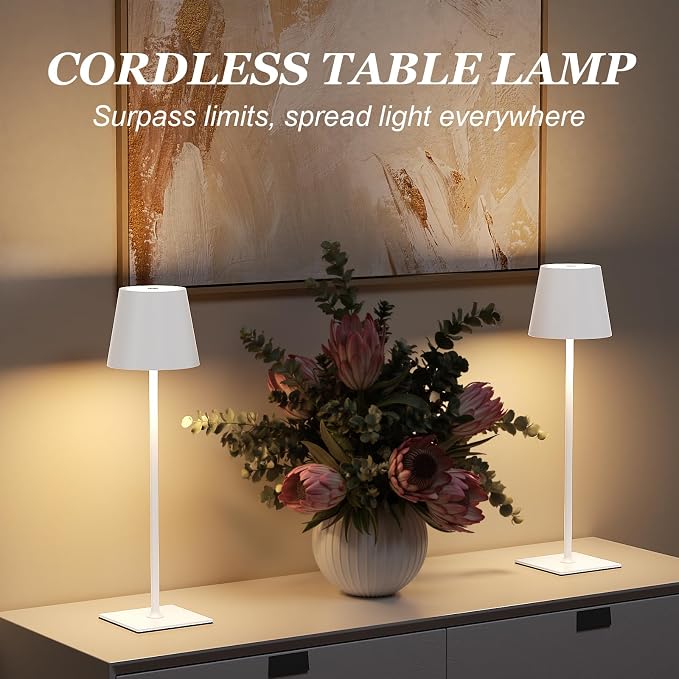Kakanuo White Gold Cordless Rechargeable Table Lamp 5000mAh Battery Operated - Image 4