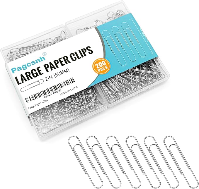 200 Pack 2In Jumbo Heavy Duty Paper Clips, Large Stainless Steel PaperClips by Pagcsnh