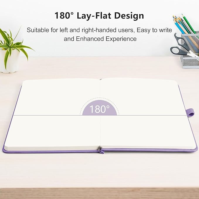 RETTACY Blank Journal Notebook, 2-Pack, 192 Pages per Pack, A5 Medium Size (5.7'' x 8.3''), Leather Hardcover, 100 GSM Thick Paper, for Sketching, Drawing, Painting (Black & Purple)-DeskLoop Office