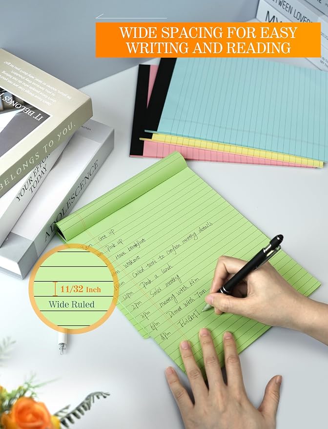 Legal Pads 8.5 x 11 Colored, 8 Pack Legal Notepads 8.5 x 11, Colored Note Pads 8.5 x 11 Writing Pad, Pink Notebook Paper 8.5 x 11, Lined Paper Tablets 8.5 x 11 Pads of Paper, Wide Ruled, 30 Sheets/Pad-DeskLoop Office