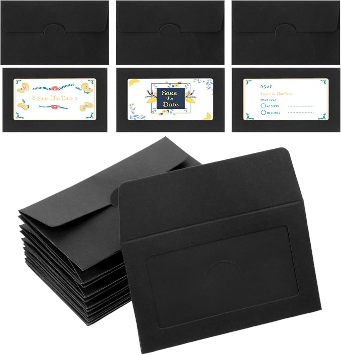 120 Pcs Window Gift Card Envelopes 3.9 x 2.4 Inch Credit Cards Size | Black by Unknown