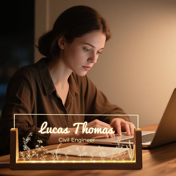 Custom Light Up Name Plate for Desk, Personalized LED Acrylic Name Sign - Image 4