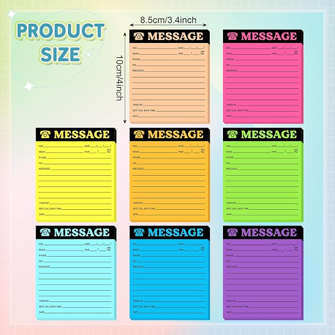Eaasty Phone Message Pad Phone Message Sticky Notes 4 x 3. 4 Inch Bright Color - Image 2
