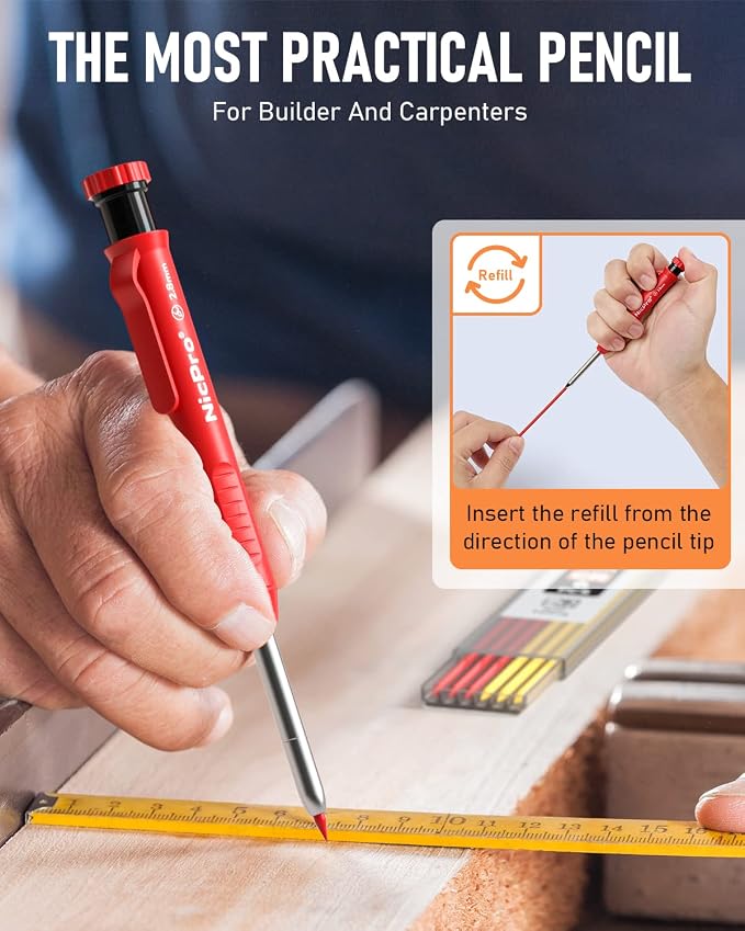 Nicpro 16 Pack Mechanical Carpenter Pencil Set - Image 7