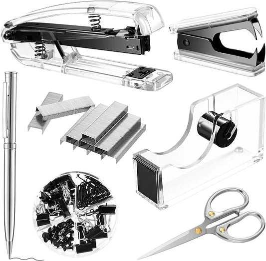 Outus Office Supplies Set Desk Accessory Kit, Acrylic Stapler Set Staple Remover by Outus