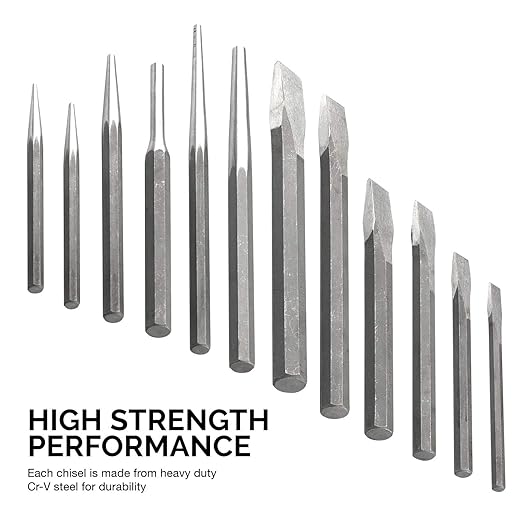 NEIKO 02623A Cold Chisel and Punch Set | 12 Piece | Cr-V Steel | Remove Pins - Image 2