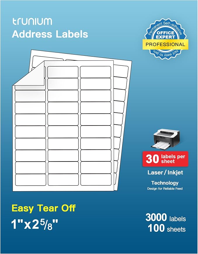 Shipping Address Labels, Mailing Labels, Strong Adhesive by TRUNIUM