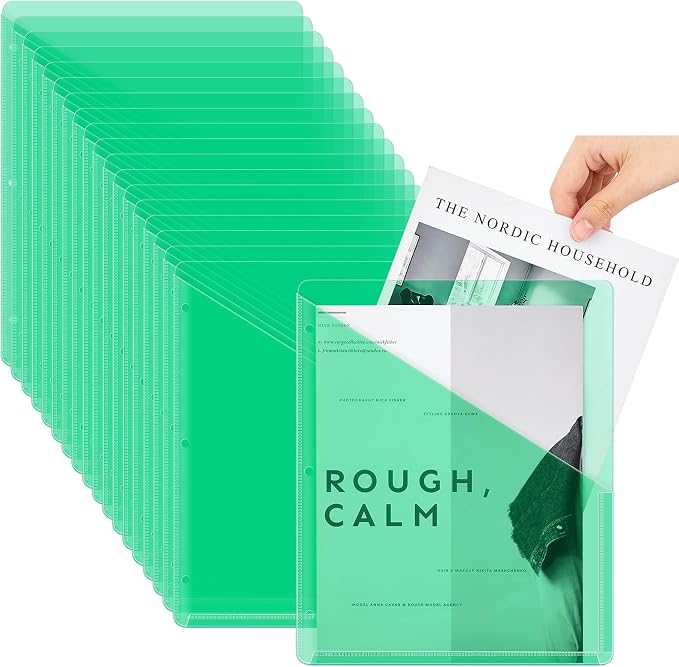 Seajan 48 Pcs Pocket Folders for 3 Ring Binder Clear Plastic Folders Sleeves by Seajan