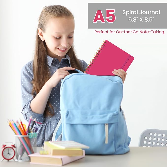 CICPAP Lined Spiral Journal Notebook, A5 College Ruled Notebook - Image 6