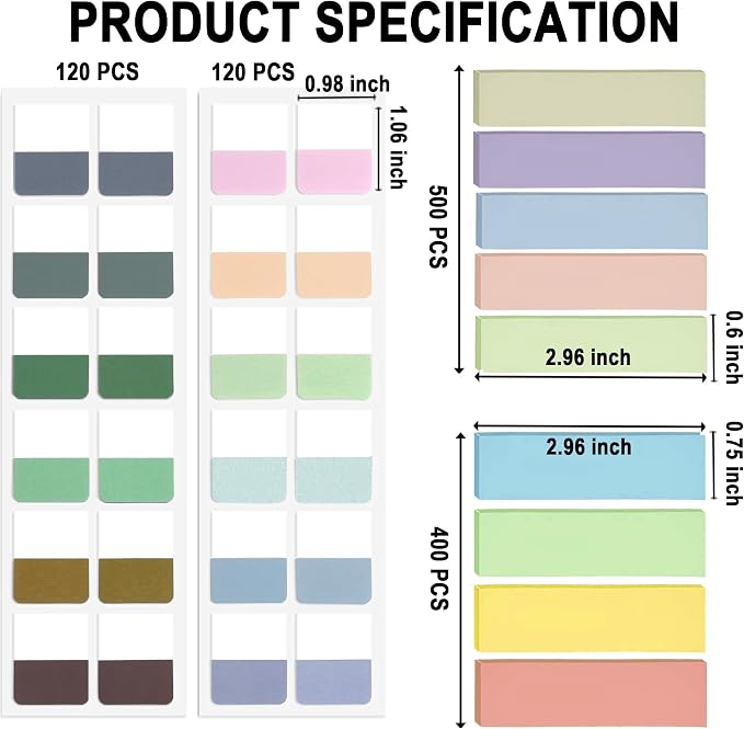 Potanro 1140PCS Sticky Index Tabs, Colourful Tabs - Image 7