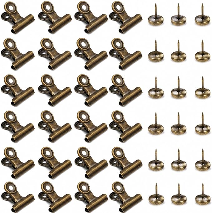 20 Pack Metal Clips with Push Pins Bulldog Clips by Unknown